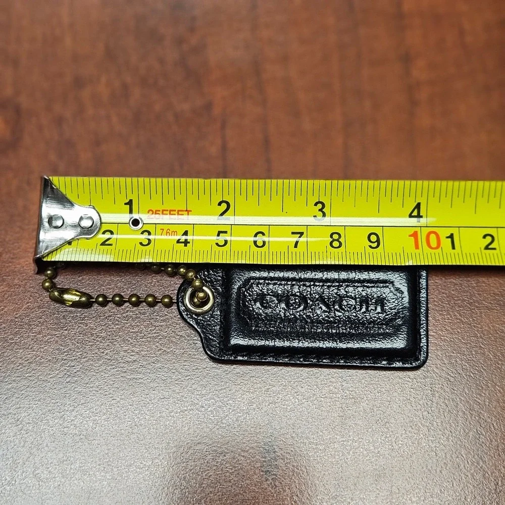 Authentic Coach Leather Hang Tag Color Black With Gold/Brass Ball Chain